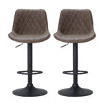 Artiss 2x Bar Stools Gas Lift Vintage Leather Brown - Image 4