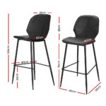 Artiss Set of 2 Bar Stools Kitchen Stool Barstool Dining Chairs Leather Black Kingsley - Image 2