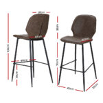 Artiss Set of 2 Bar Stools Kitchen Stool Barstool Dining Chairs Leather Brown Kingsley - Image 2