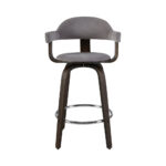 Artiss Set of 2 Bar Stools Wooden Swivel Bar Stool Kitchen Dining Chair - Wood, Chrome and Grey - Image 3
