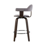 Artiss Set of 2 Bar Stools Wooden Swivel Bar Stool Kitchen Dining Chair - Wood, Chrome and Grey - Image 4