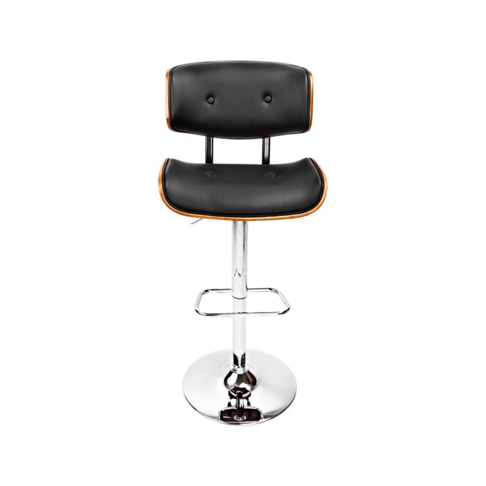 Artiss 2x Bar Stools Gas Lift Leather Black - Image 3