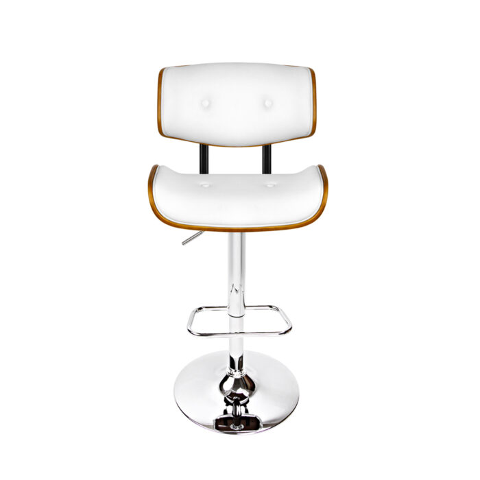 Artiss Bar Stools Gas Lift Leather White - Image 3