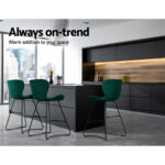 Artiss Bar Stools Kitchen Stool Velvet Dining Chairs Green Barstool Chair Metal - Image 4