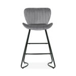 Artiss Bar Stools Kitchen Stool Velvet Dining Chairs Grey Barstool Chair Metal - Image 3