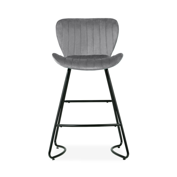 Artiss Bar Stools Kitchen Stool Velvet Dining Chairs Grey Barstool Chair Metal - Image 3
