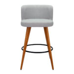 Artiss 2x Bar Stools Linen Padded Wooden Grey - Image 3