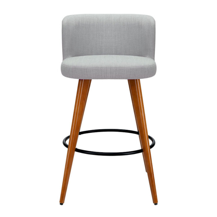 Artiss 2x Bar Stools Linen Padded Wooden Grey - Image 3