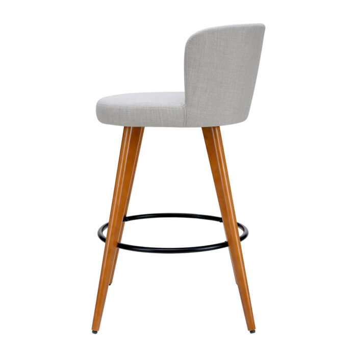 Artiss 2x Bar Stools Linen Padded Wooden Grey - Image 4