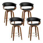 Luxe Swivel Bar Stools Set of 4 with PU Leather Seats (Wooden)