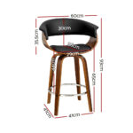 Luxe Swivel Bar Stools Set of 4 with PU Leather Seats (Wooden) - Image 2