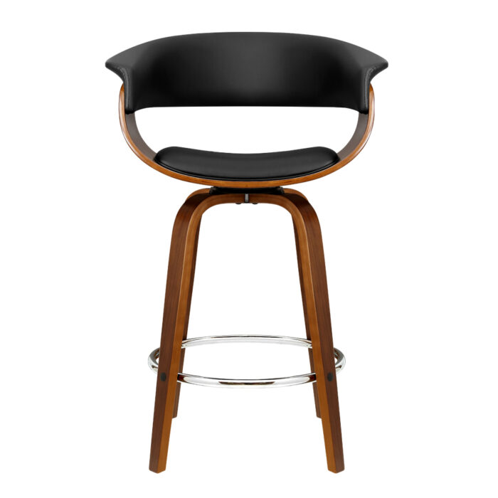 Luxe Swivel Bar Stools Set of 4 with PU Leather Seats (Wooden) - Image 3