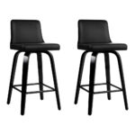 Artiss Bar Stools Kitchen Leather Barstools Swivel Wooden Chairs X2