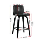 Artiss Bar Stools Kitchen Leather Barstools Swivel Wooden Chairs X2 - Image 2