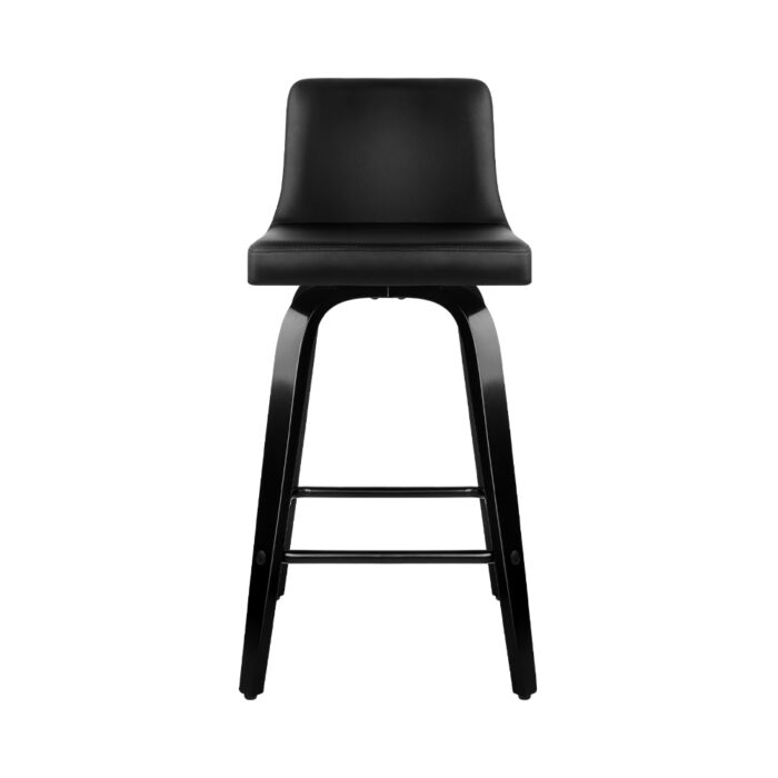 Artiss Bar Stools Kitchen Leather Barstools Swivel Wooden Chairs X2 - Image 3