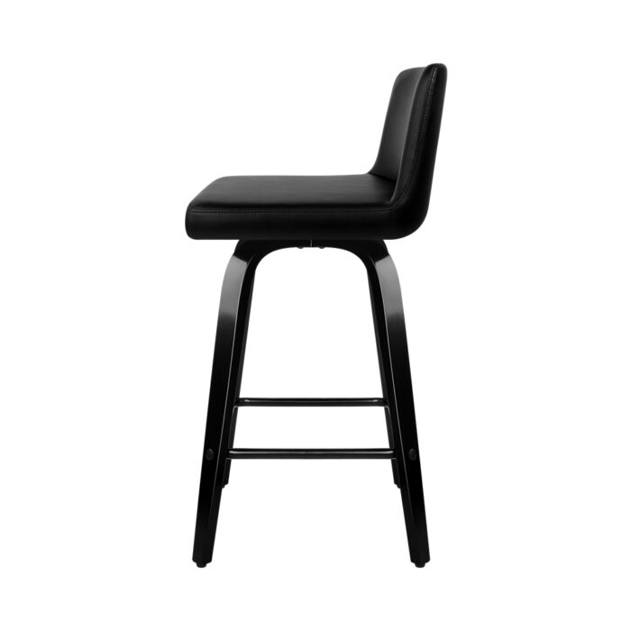 Artiss Bar Stools Kitchen Leather Barstools Swivel Wooden Chairs X2 - Image 4