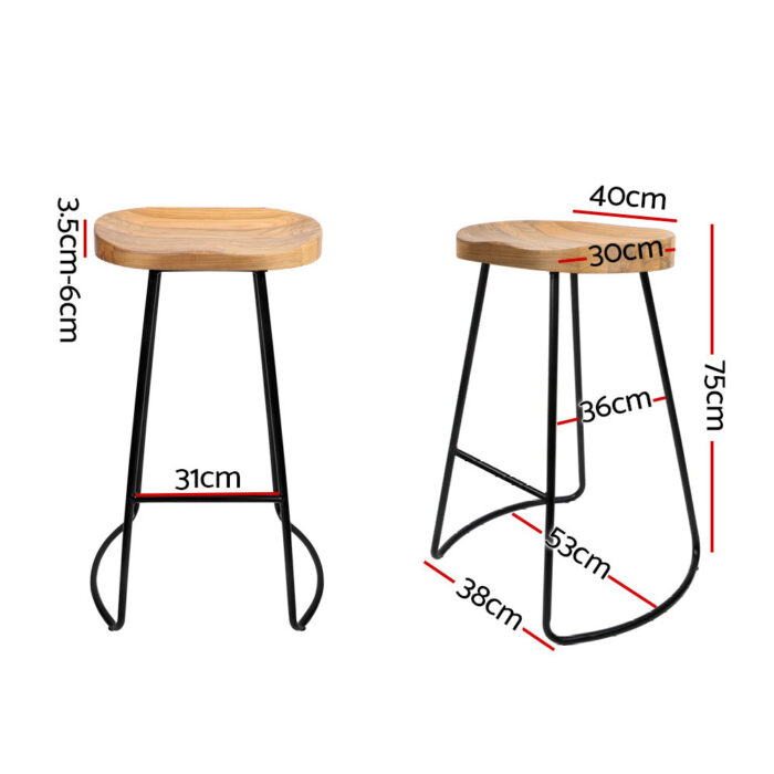 Artiss 4x Bar Stools Tractor Seat 75cm Wooden - Image 2