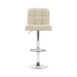 Artiss 4x Bar Stools Leather Gas Lift Beige - Image 3