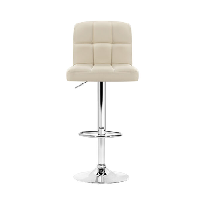Artiss 4x Bar Stools Leather Gas Lift Beige - Image 3