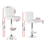 Artiss 2x Bar Stools Leather Gas Lift White - Image 2