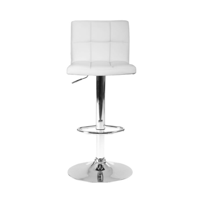 Artiss 2x Bar Stools Leather Gas Lift White - Image 3