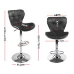 Artiss 4x Bar Stools Gas Lift Leather Seat Black - Image 2