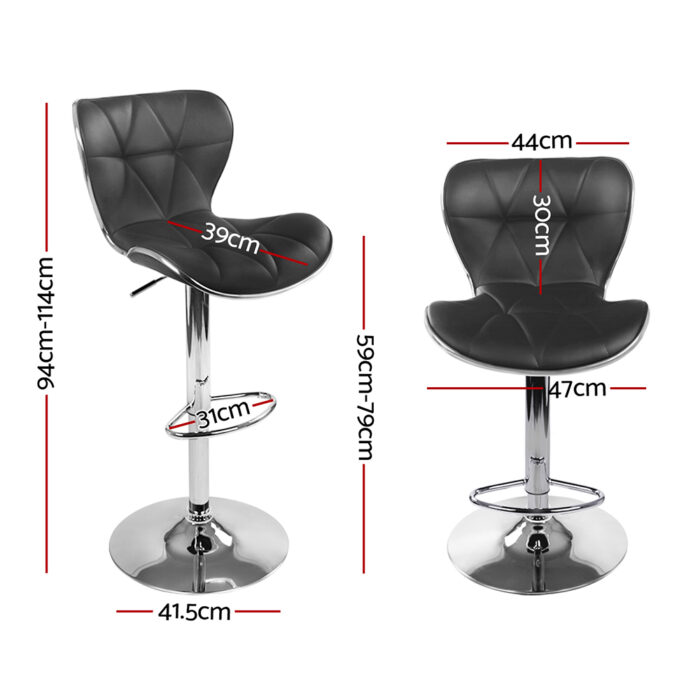 Artiss 4x Bar Stools Gas Lift Leather Seat Black - Image 2