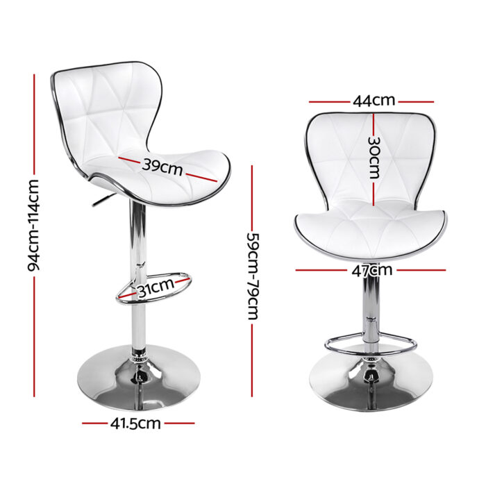 Artiss 4x Bar Stools Gas Lift Leather Seat White - Image 2