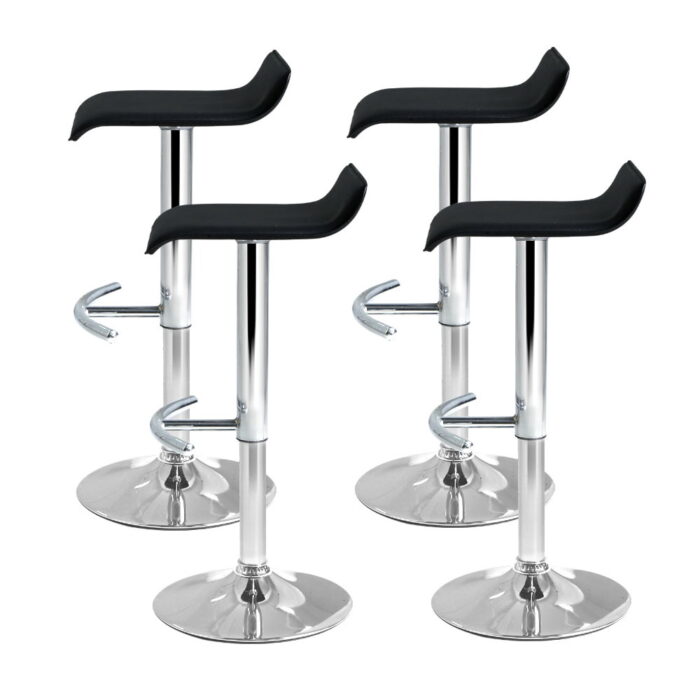 Artiss 4x Bar Stools Adjustable Gas Lift Chairs Black - Image 4