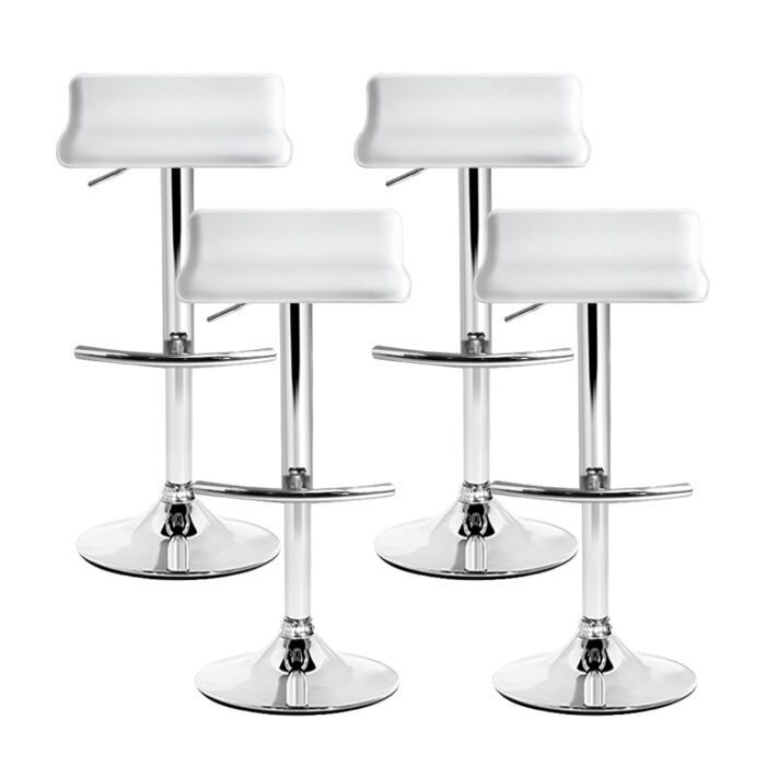 Artiss 4x Bar Stools Adjustable Gas Lift Chairs White - Image 3