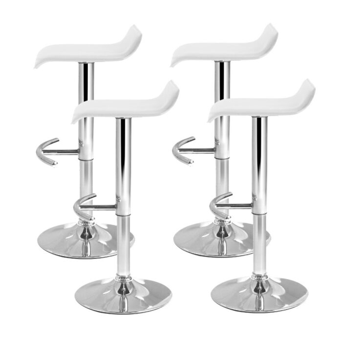 Artiss 4x Bar Stools Adjustable Gas Lift Chairs White - Image 4