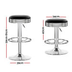 Artiss 4x Bar Stools Leather Padded Gas Lift Silver - Image 2