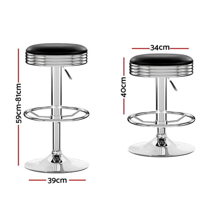 Artiss 4x Bar Stools Leather Padded Gas Lift Silver - Image 2