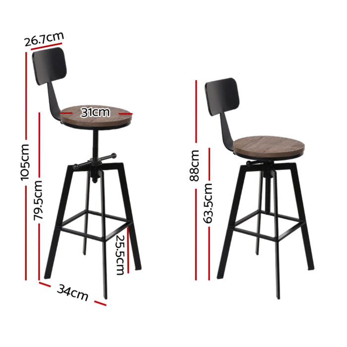 Artiss Bar Stools Kitchen Counter Chairs Vintage Metal Chairs - Image 2