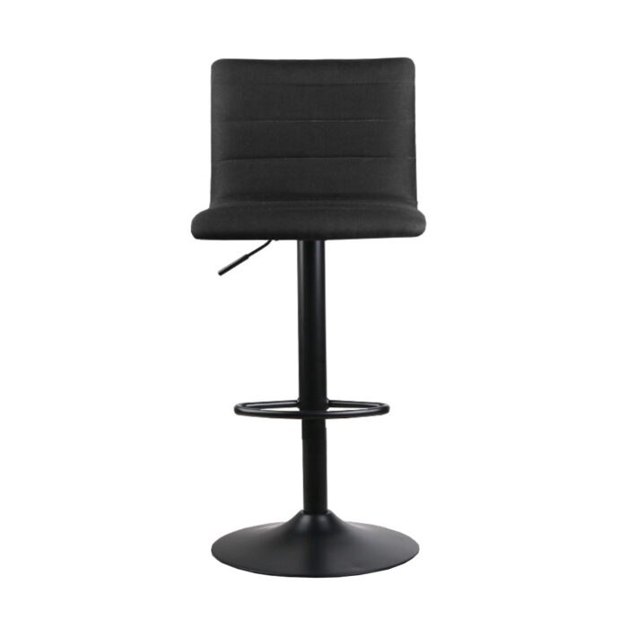 Artiss 4x Bar Stools Gas Lift Linen Fabric Black - Image 3
