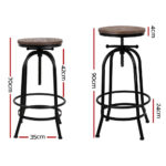Artiss 2x Bar Stools Adjustable Wood Chairs - Image 2