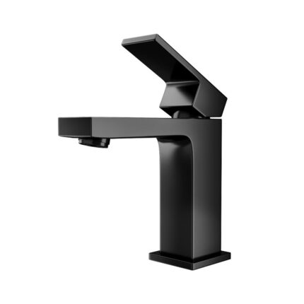 WELS Bathroom Basin Mixer Tap Matte Black Vanity Sink Spout Square Brass Faucet