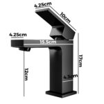 WELS Bathroom Basin Mixer Tap Matte Black Vanity Sink Spout Square Brass Faucet - Image 2