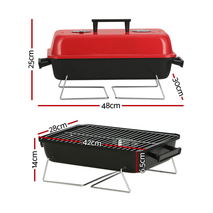 Grillz Charcoal BBQ Portable Grill Camping Barbecue Outdoor Cooking Smoker - Image 2