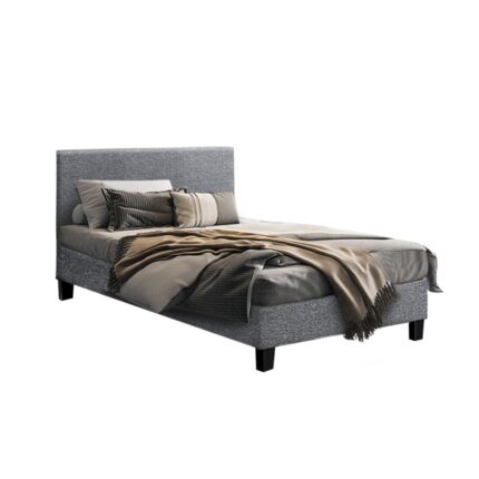 Bed Frame King Single Mattress Base Wooden Platform Fabric Platform Solid Slat
