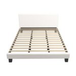 Oikiture King Bed Frame Wooden Slats Boucle Fabric White - Image 7