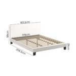 Oikiture King Bed Frame Wooden Slats Boucle Fabric White - Image 2