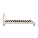 Oikiture King Bed Frame Wooden Slats Boucle Fabric White - Image 5