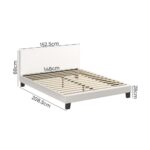 Oikiture White Boucle Bed Frame for Relaxing Bedroom Decor