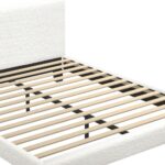Oikiture Boucle Fabric Queen Bed Frame for Relaxing Sleep