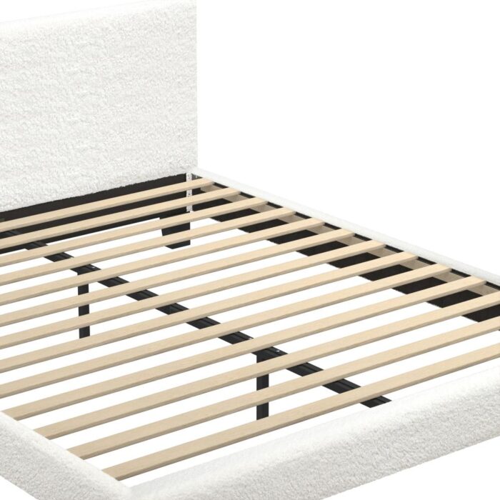 Oikiture Boucle Fabric Queen Bed Frame for Relaxing Sleep