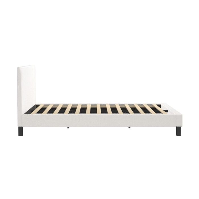 Oikiture Boucle Fabric Queen Bed Frame for Relaxing Sleep