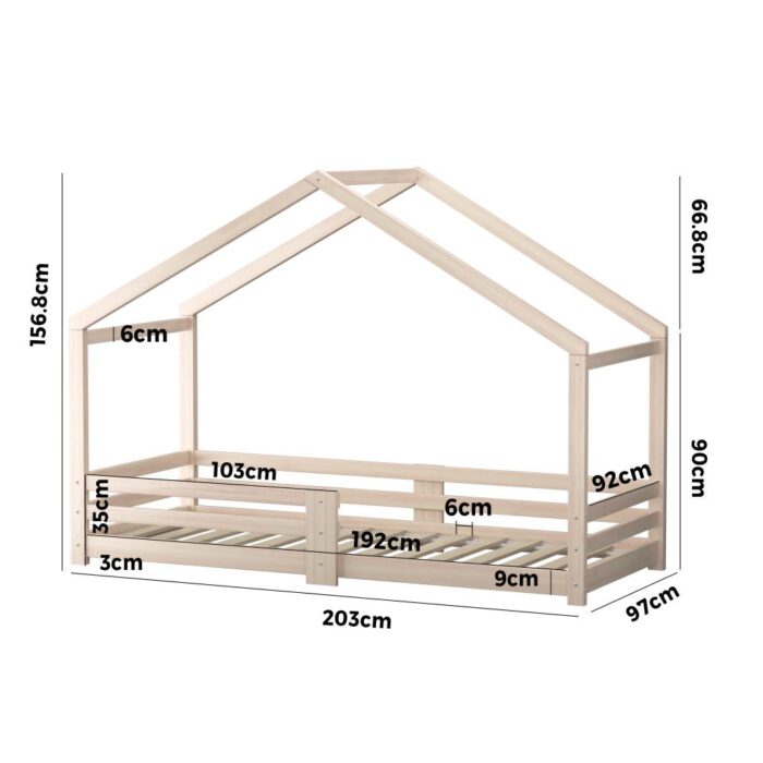 Oikiture Kids Bed Frame Wooden Bed Base Children Single Bed Frame Timber Mattress Platform Wooden - Image 6