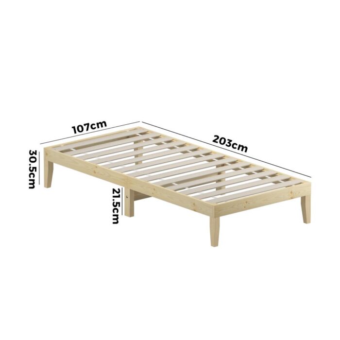 Oikiture Bed Frame King Single Wooden Timber Mattress Base Bed Base Platform - Image 3