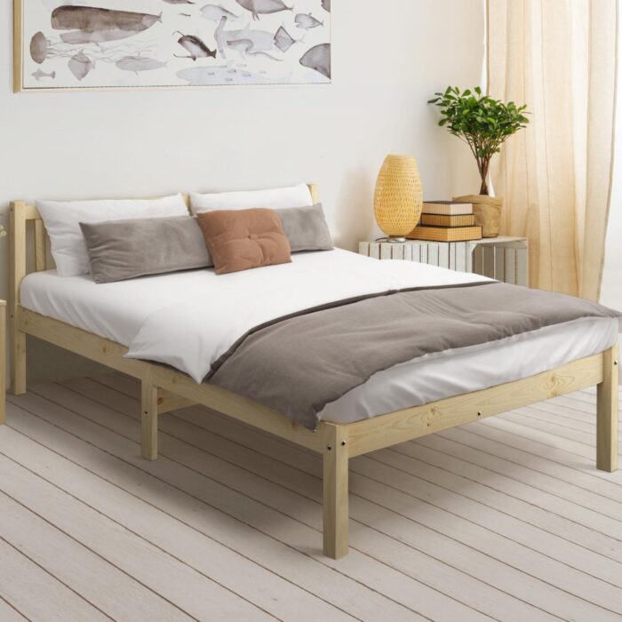 Oikiture Wooden Bed Frame King Size with Wood Headboard - Image 6